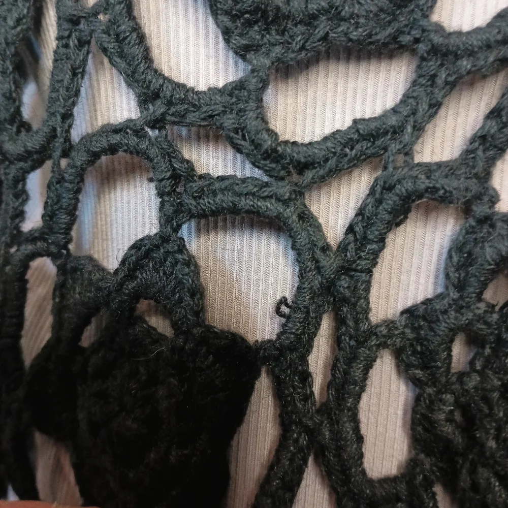 Vintage Cherry Stix Womens Crochet Button Vest OS/ S-M  Black 90s Fairy Grunge - Picture 5 of 11